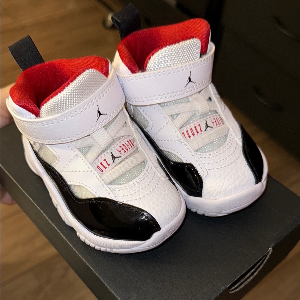 Kids' Jordan White and Black Sneakers